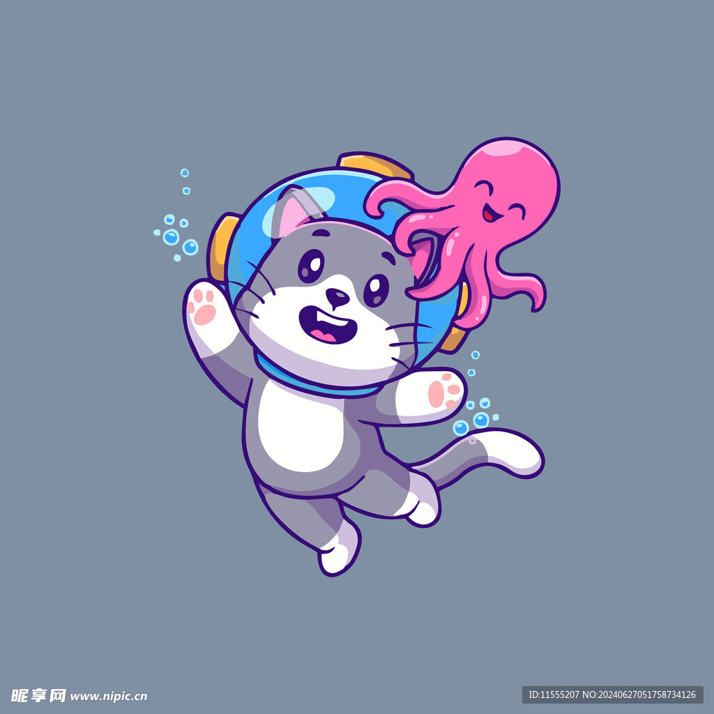 可爱小猫矢量卡通插画