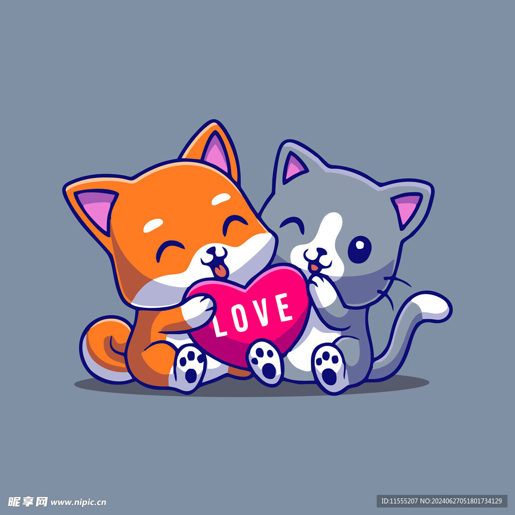 可爱小猫矢量卡通插画