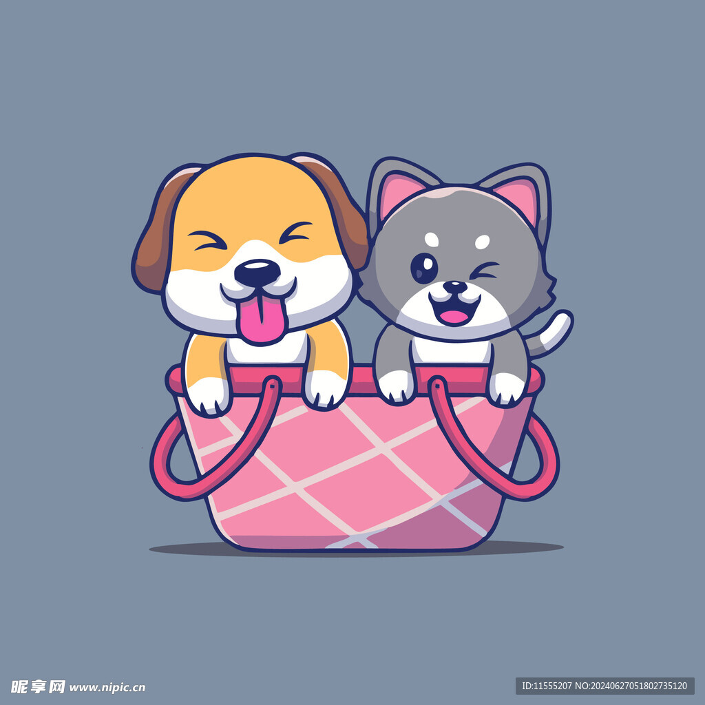 可爱小猫矢量卡通插画