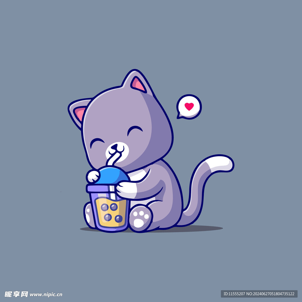 可爱小猫矢量卡通插画