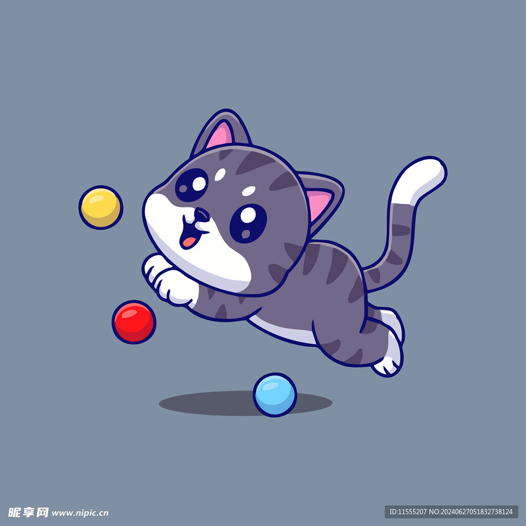 可爱小猫矢量卡通插画