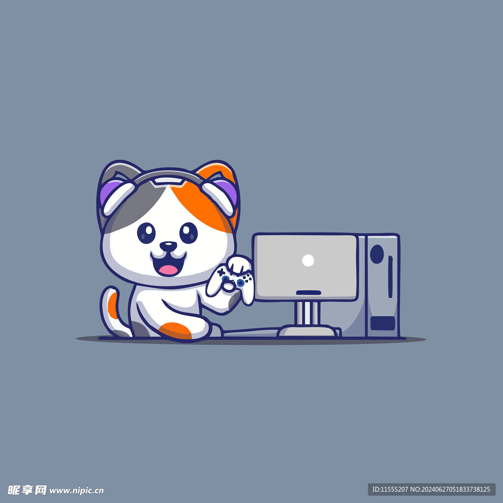 可爱小猫矢量卡通插画