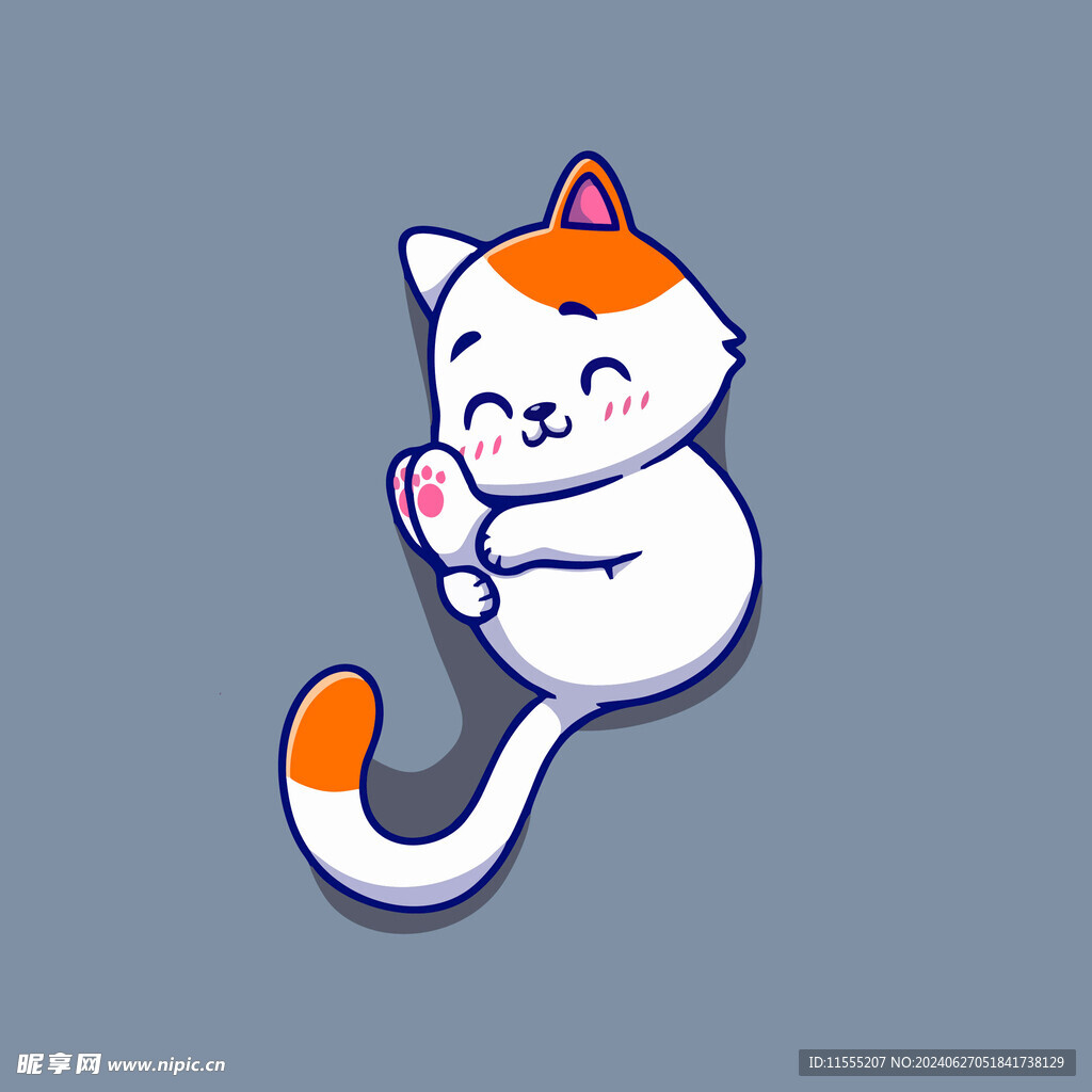 可爱贪睡小猫矢量卡通插画