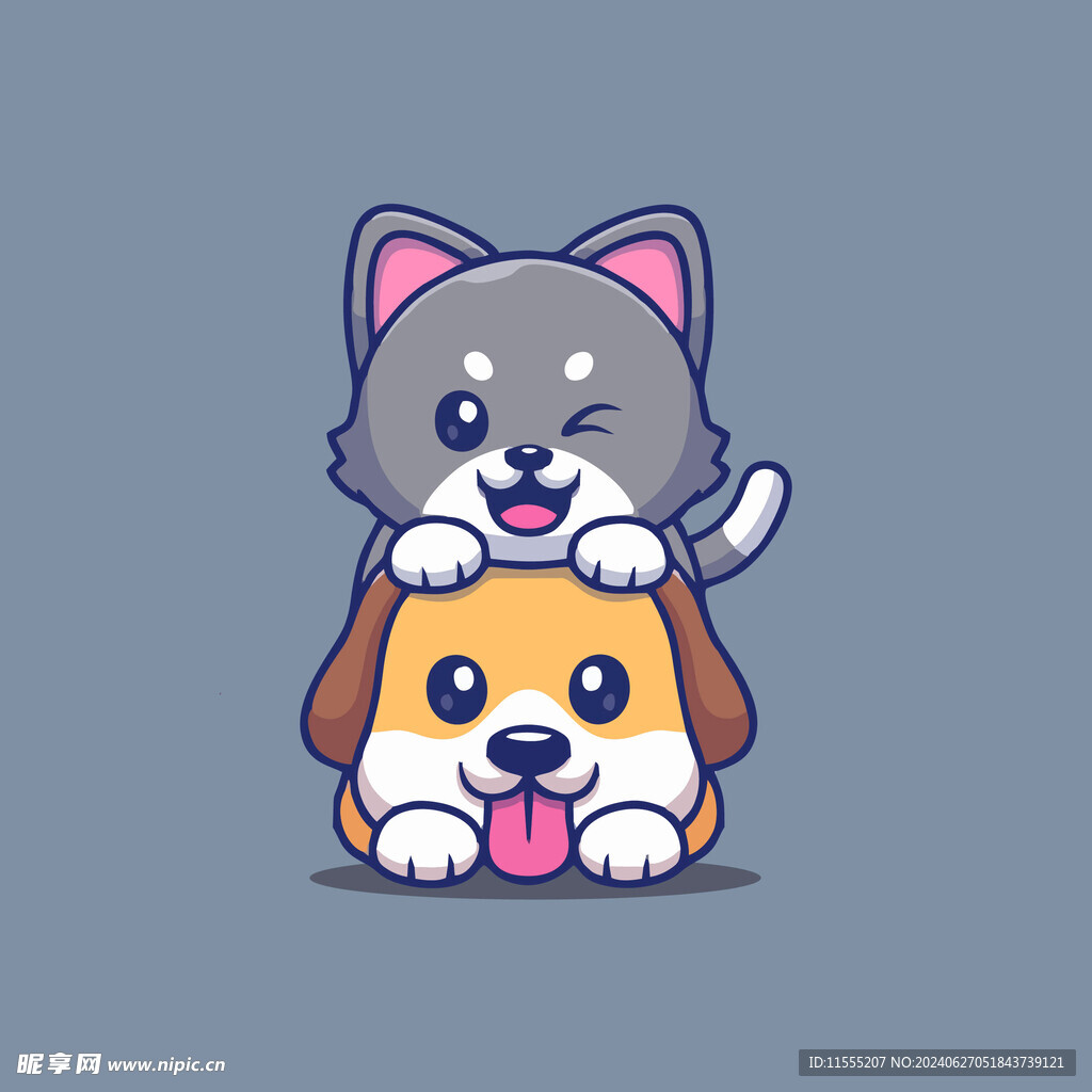 可爱小猫矢量卡通插画