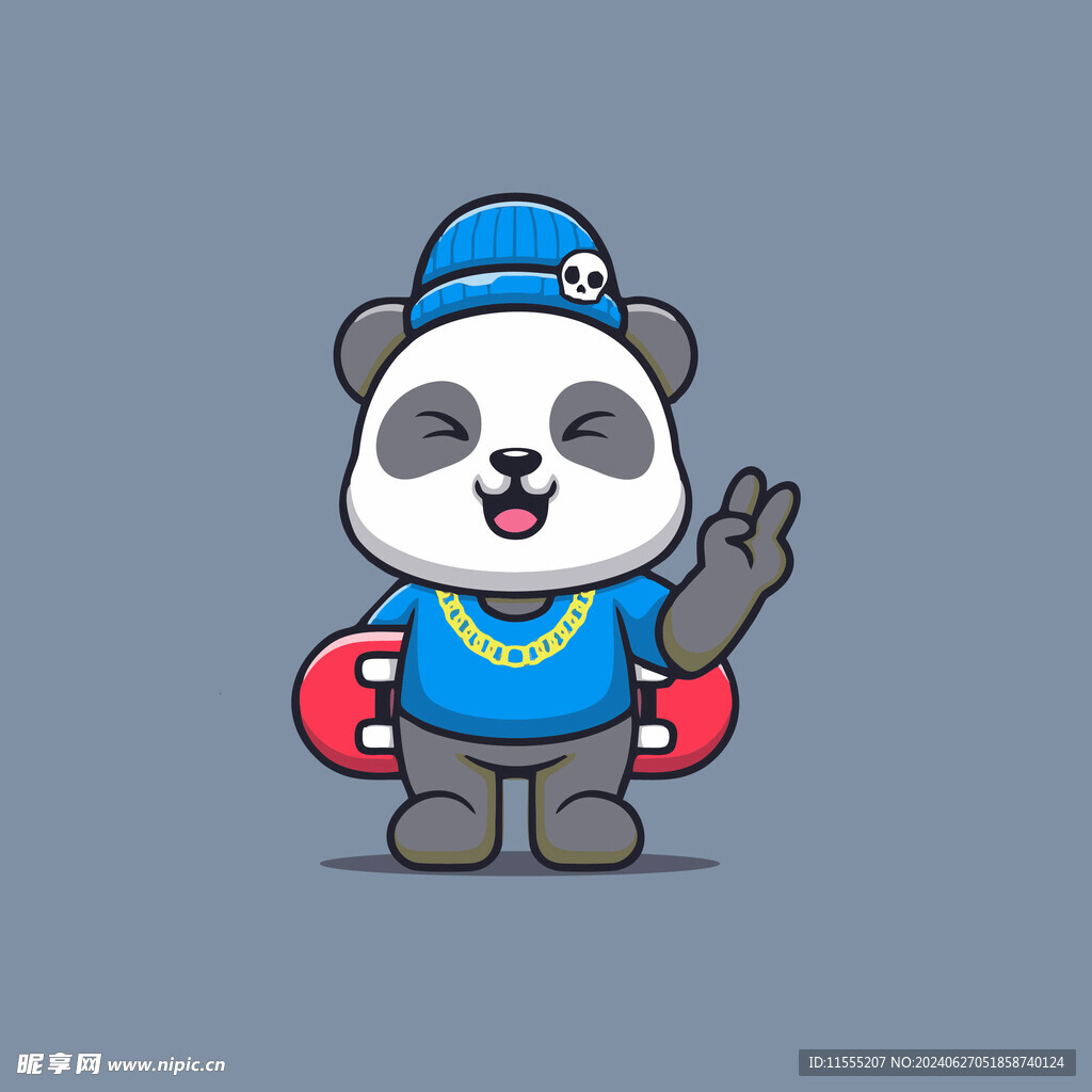 可爱熊猫矢量卡通插画