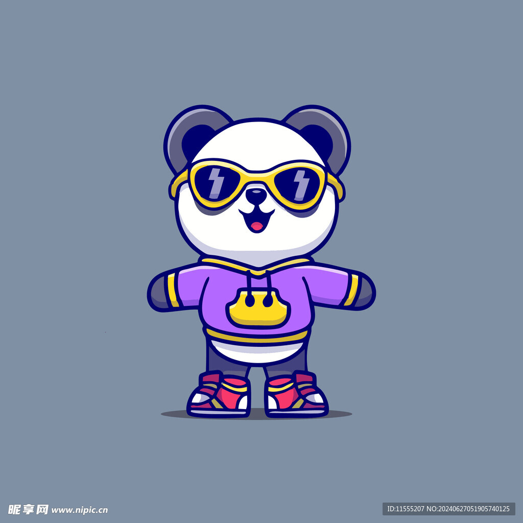 可爱熊猫矢量卡通插画