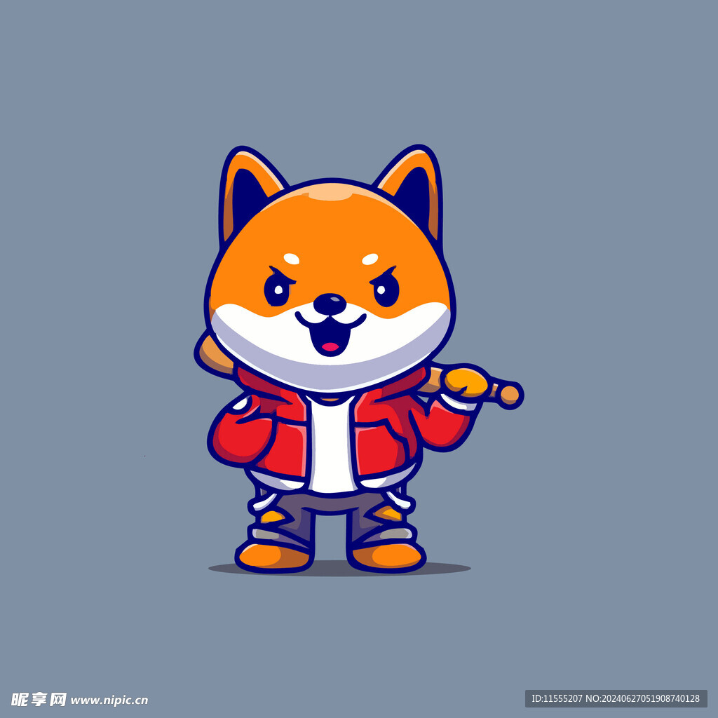 可爱柴犬小猫矢量卡通插画