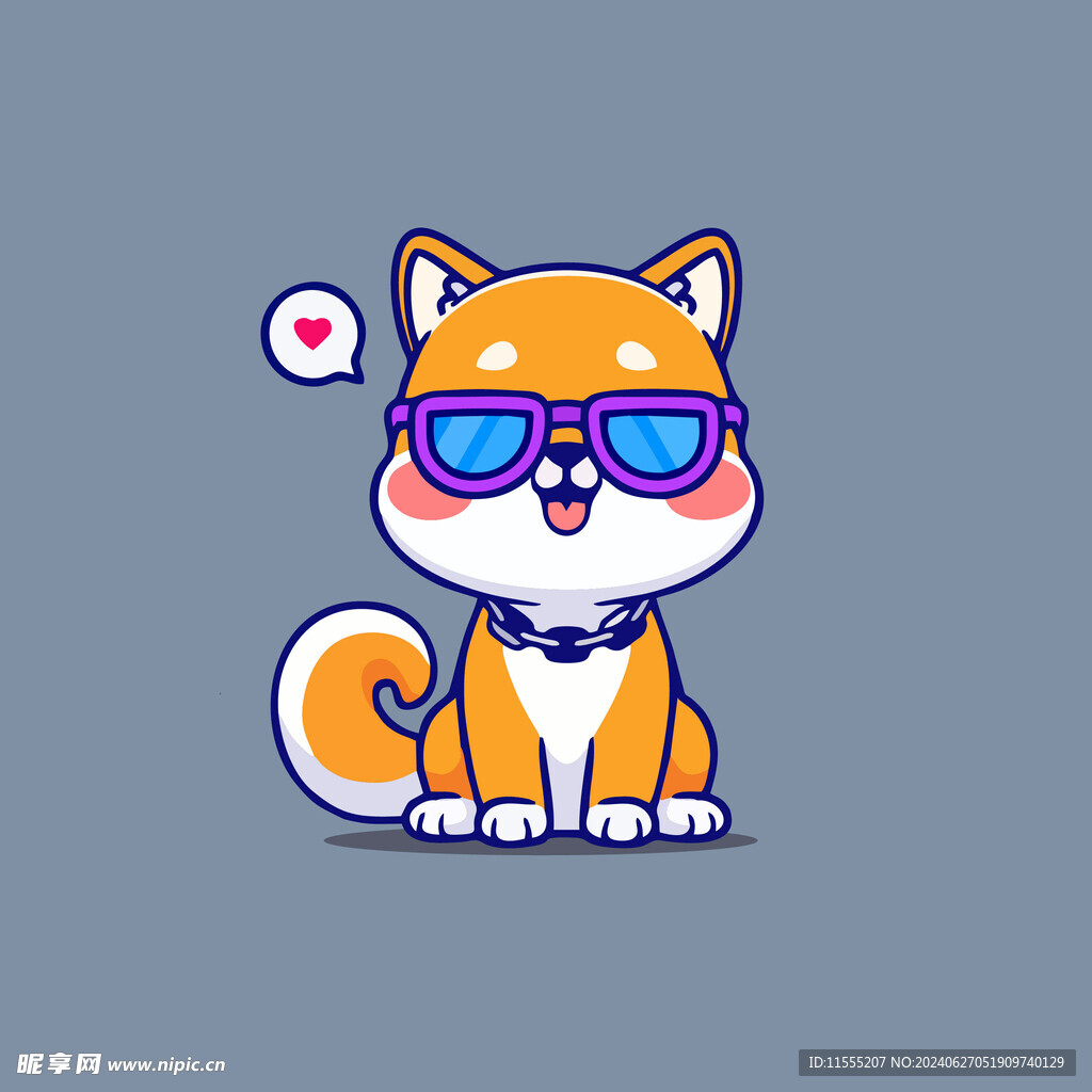 可爱柴犬矢量卡通插画