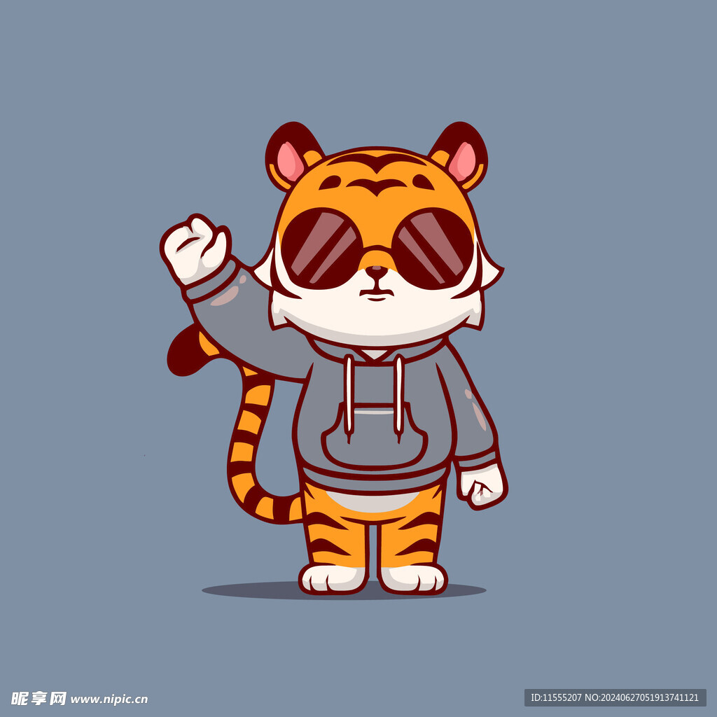 可爱小老虎矢量卡通插画