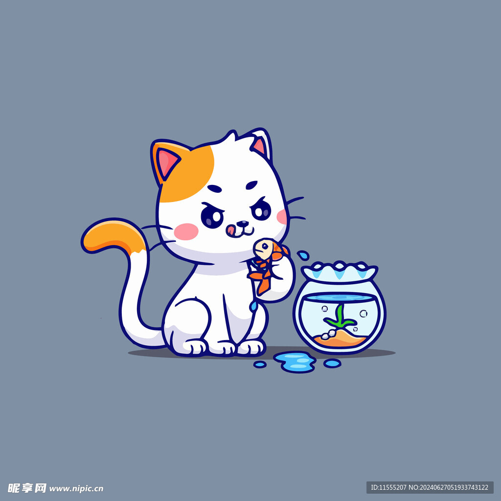 可爱小猫矢量卡通插画