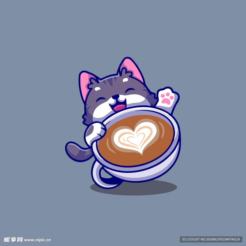 可爱小猫矢量卡通插画