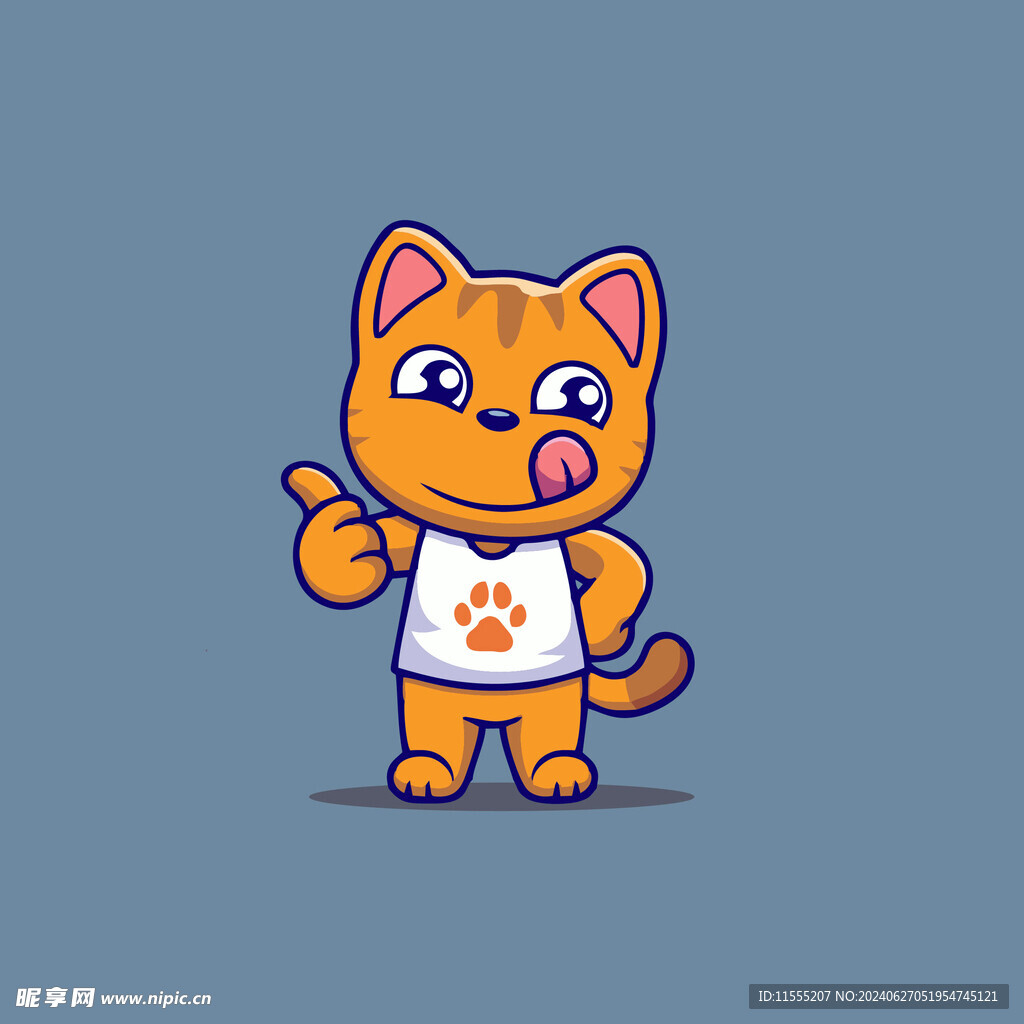 可爱满足的小猫矢量卡通插画