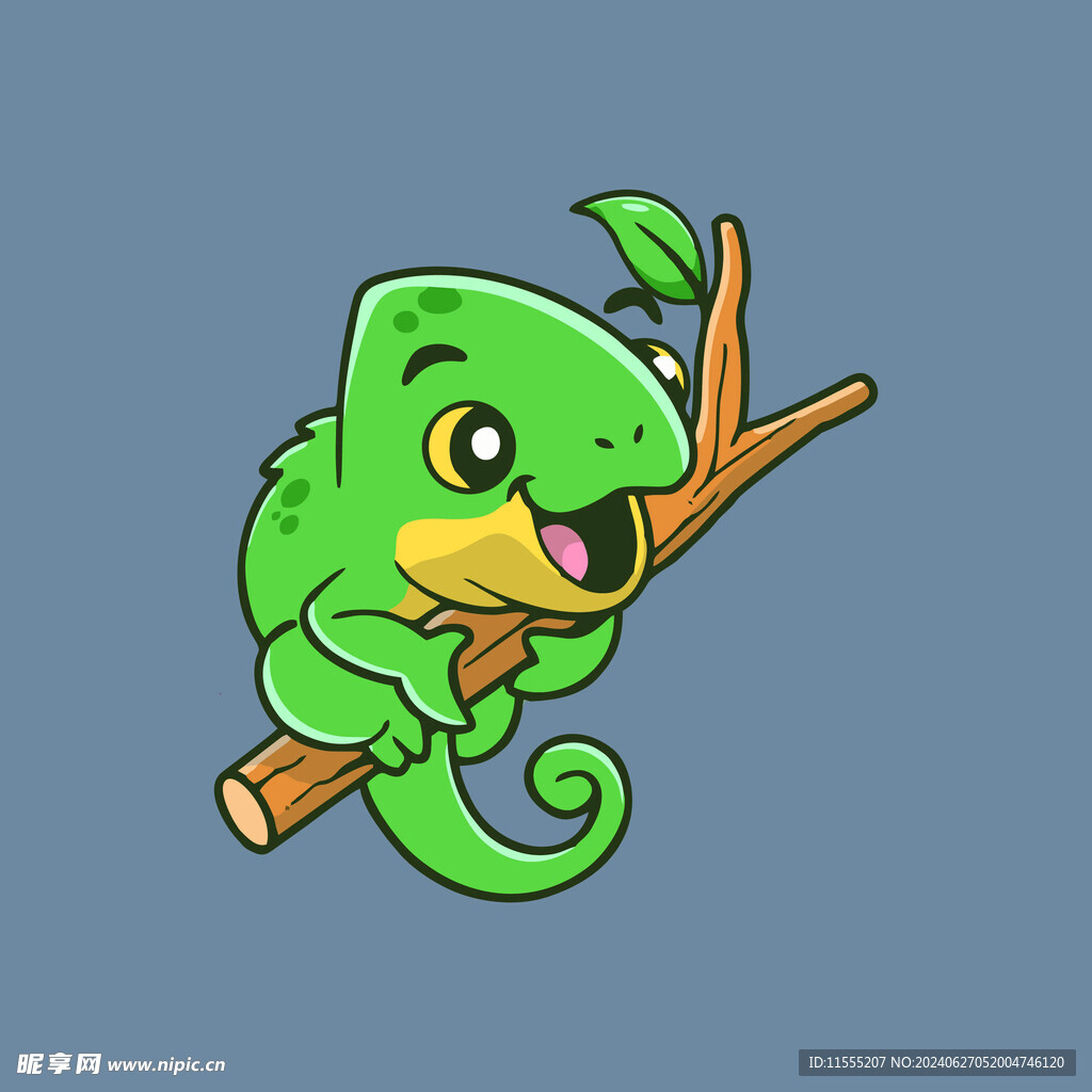 可爱变色龙矢量卡通插画