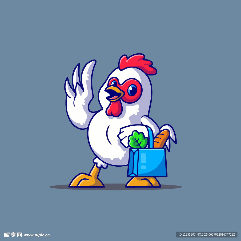 可爱小鸡菜篮矢量卡通插画