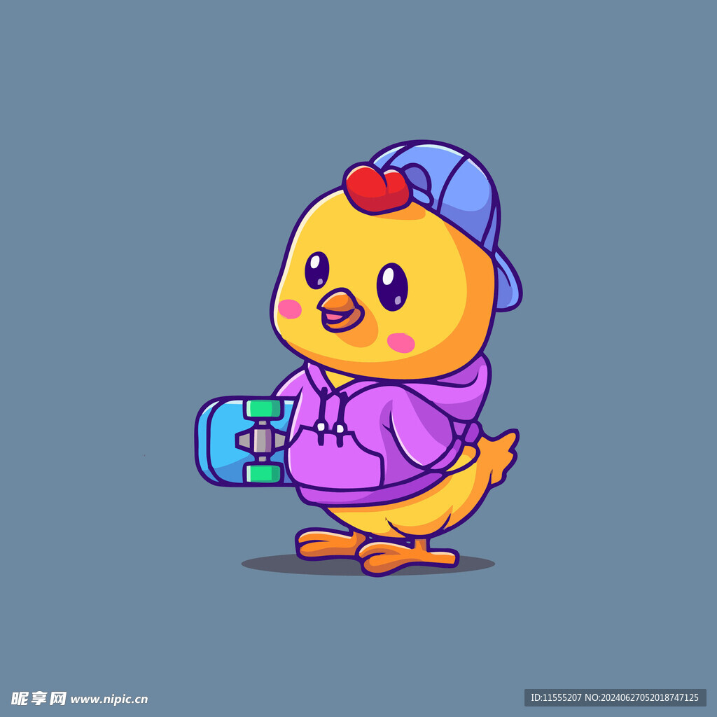 可爱小黄鸡矢量卡通插画