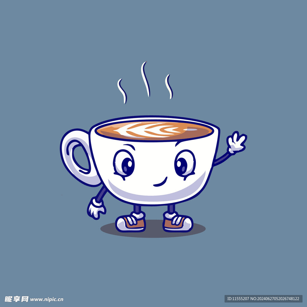 可爱咖啡卡通矢量儿童插画