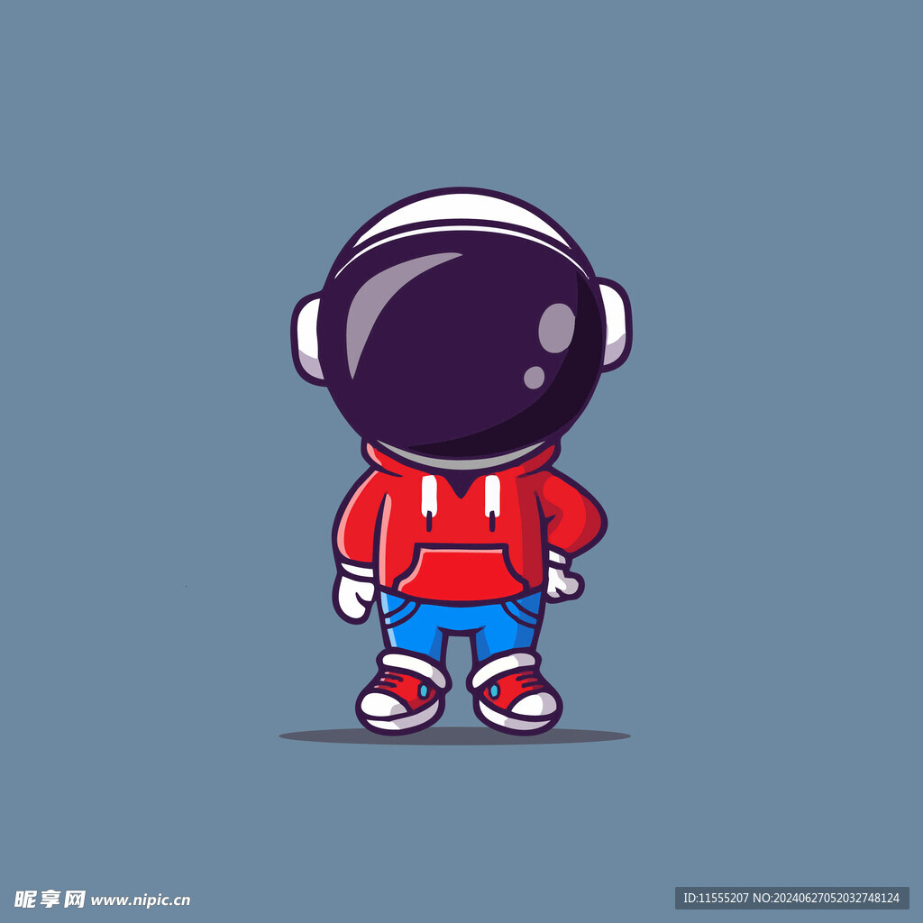 可爱时装宇航员卡通矢量儿童插画