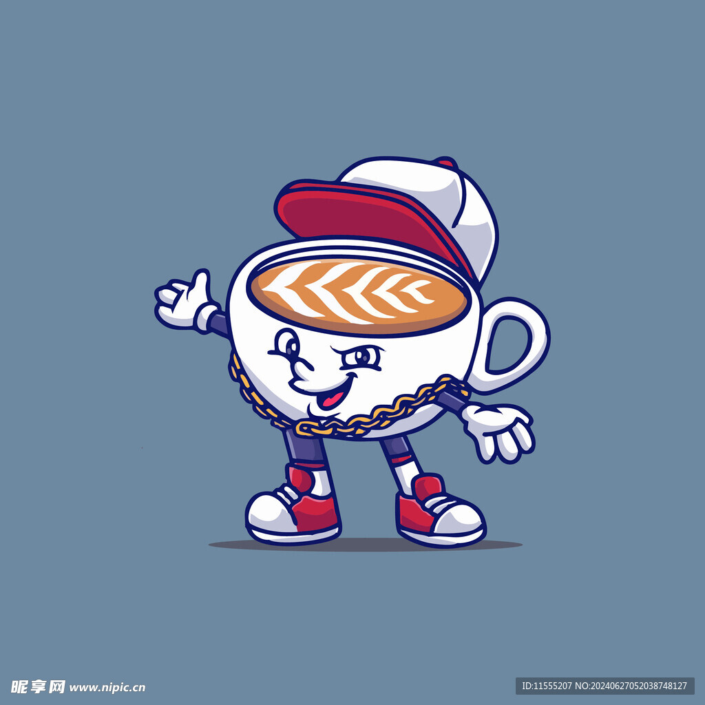 可爱咖啡人卡通矢量儿童插画