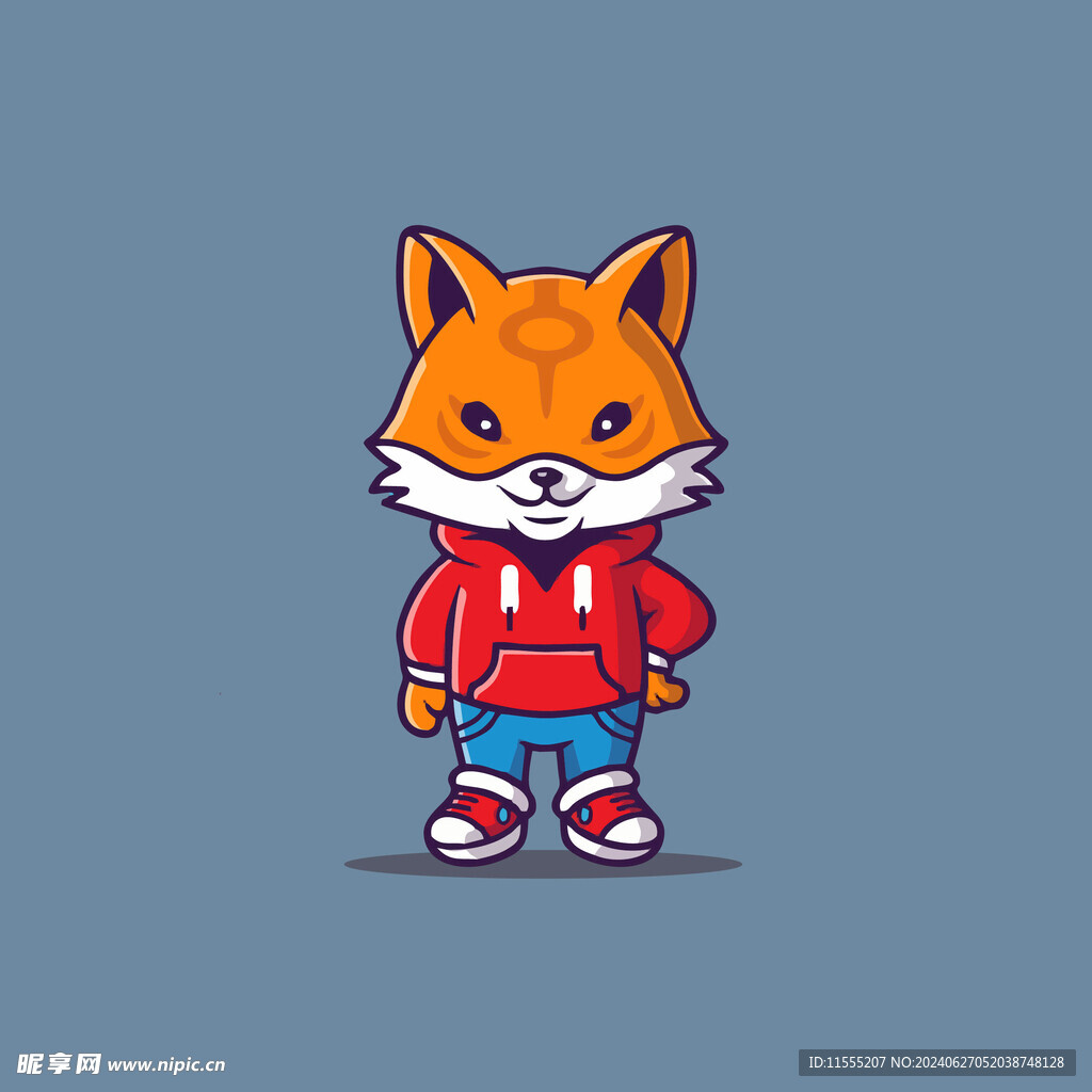 可爱小狐狸卡通矢量儿童插画