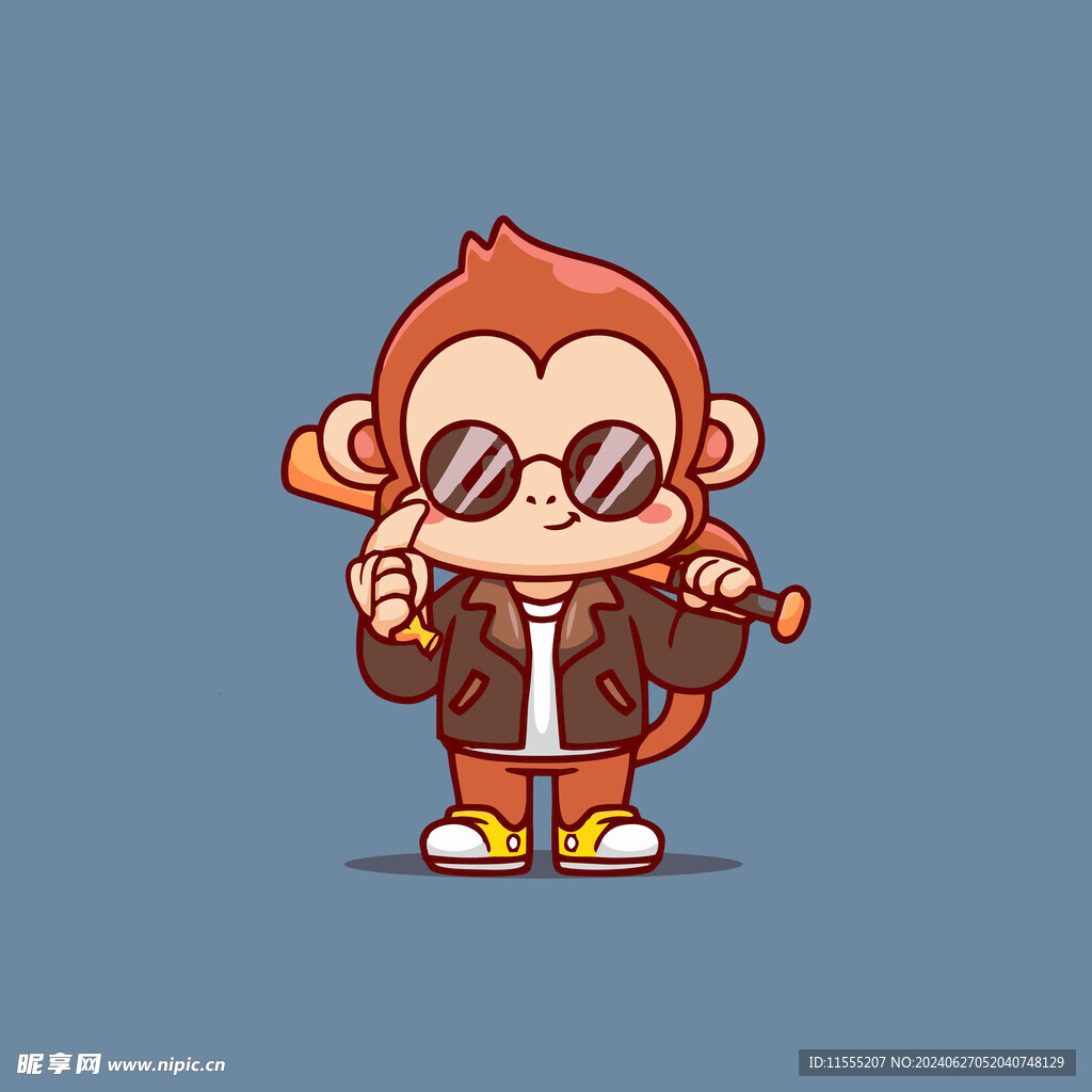 可爱小猴子卡通矢量儿童插画