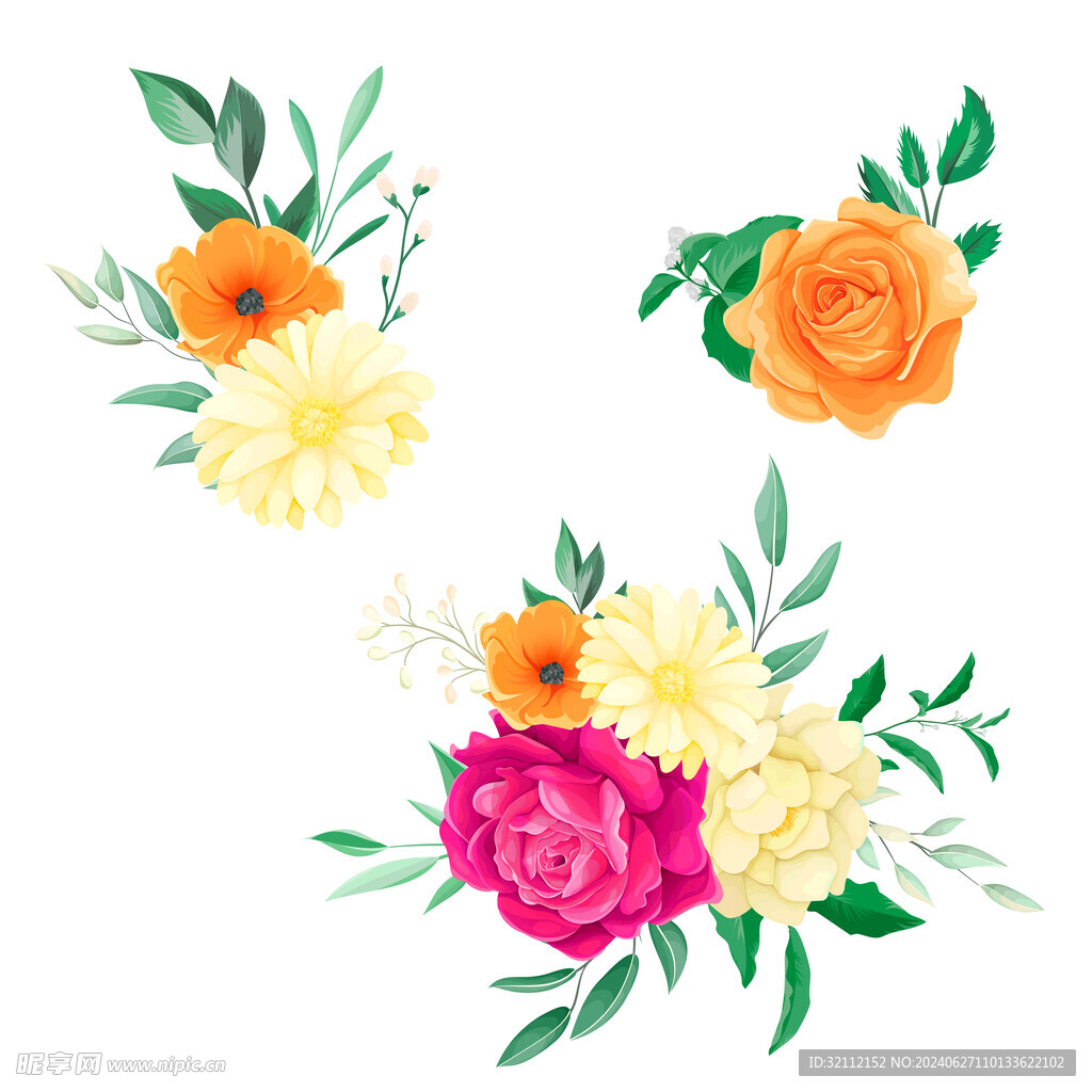 矢量手绘鲜花