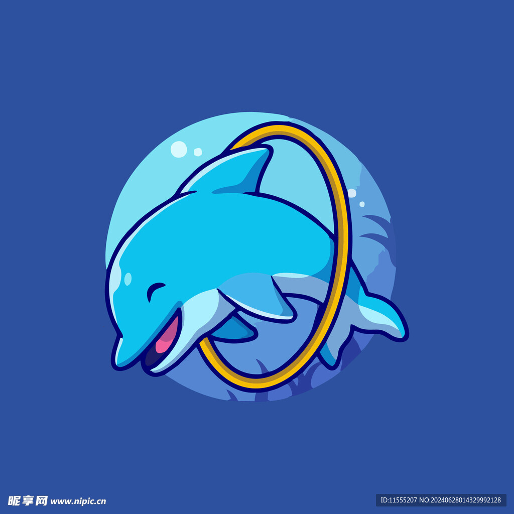 可爱海豚矢量卡通插画