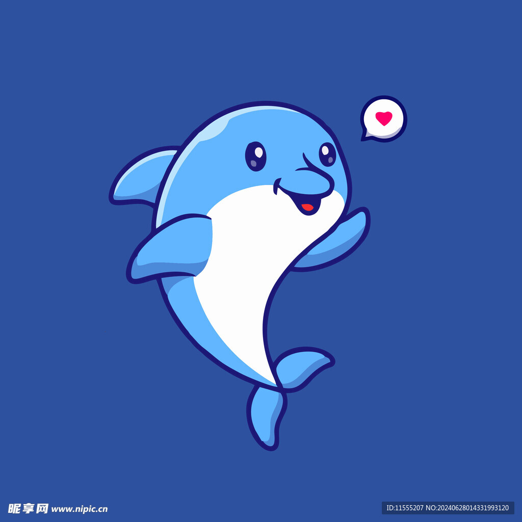可爱海豚矢量卡通插画