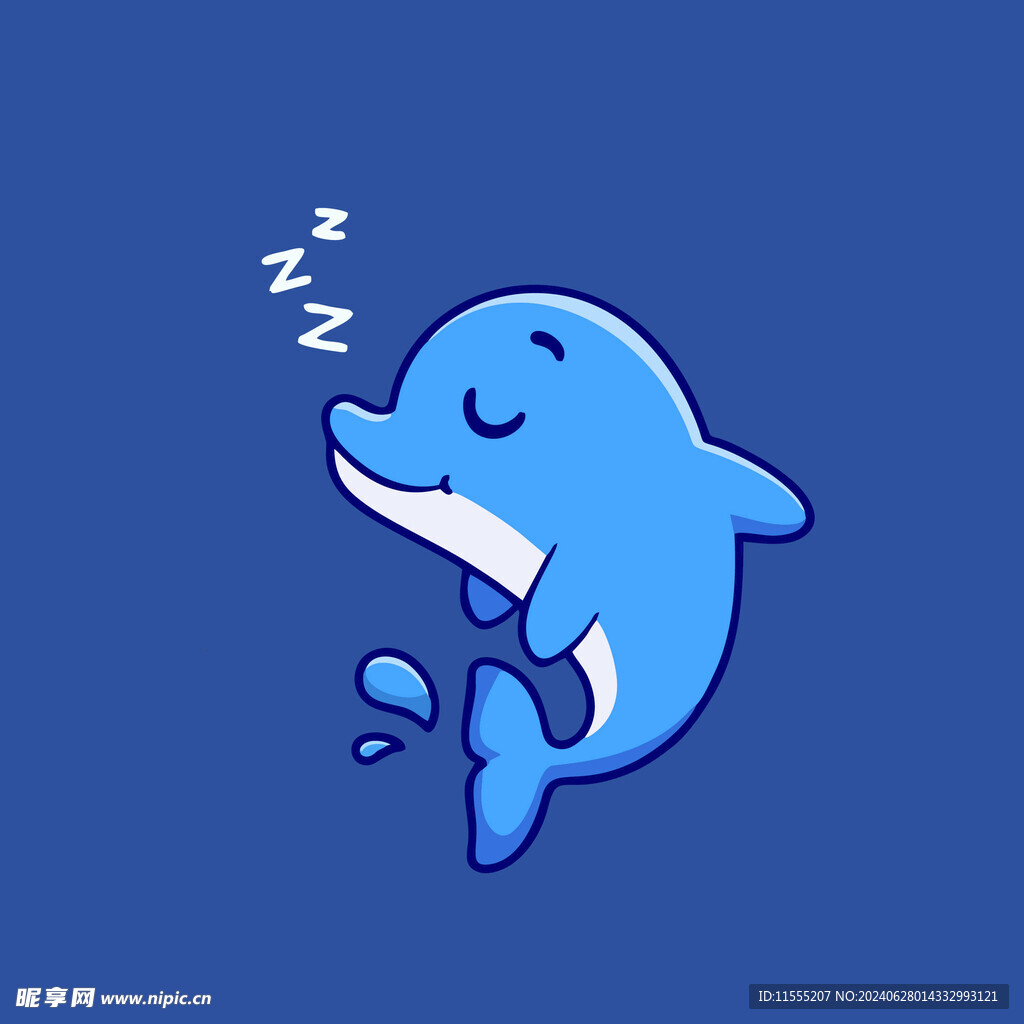 可爱海豚矢量卡通插画