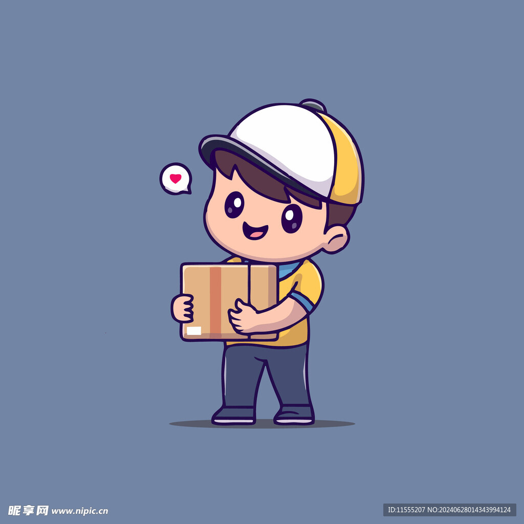 可爱外卖员矢量卡通插画