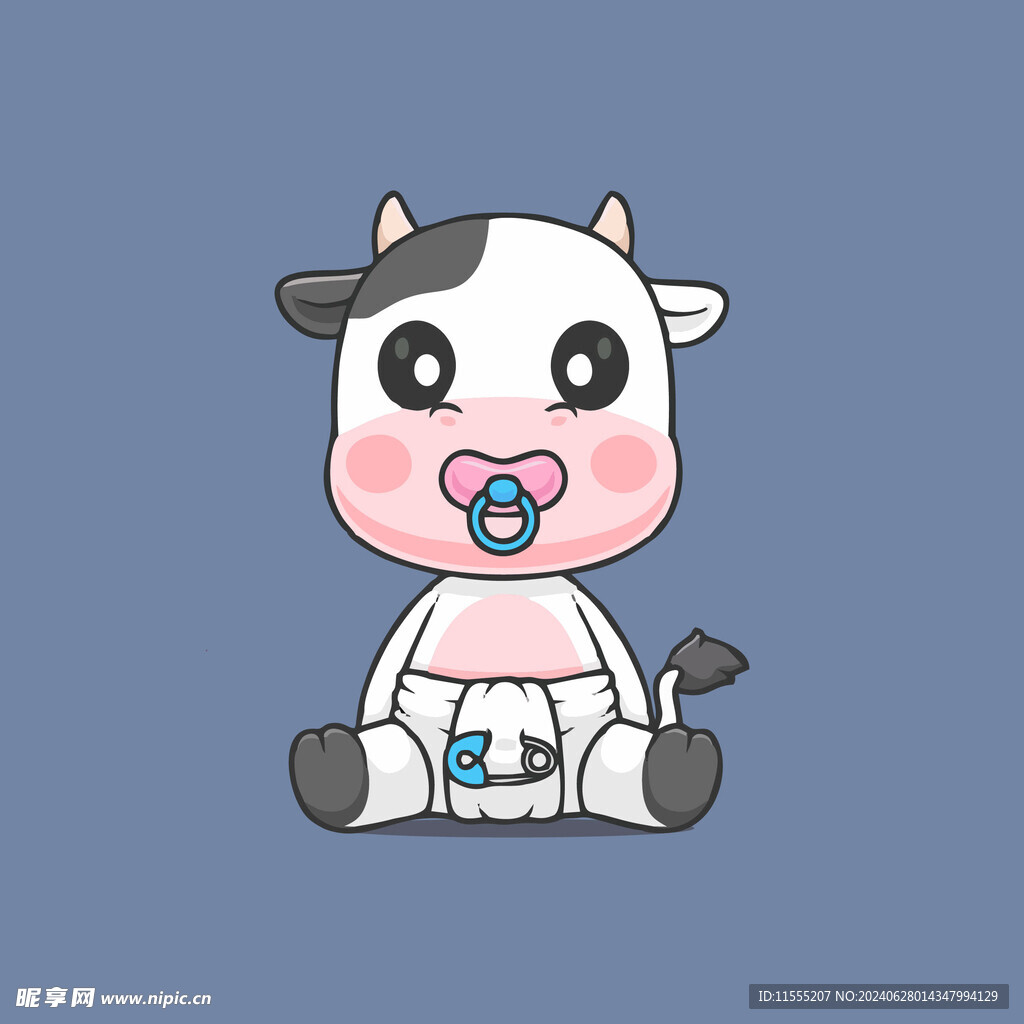可爱小阿牛矢量卡通插画