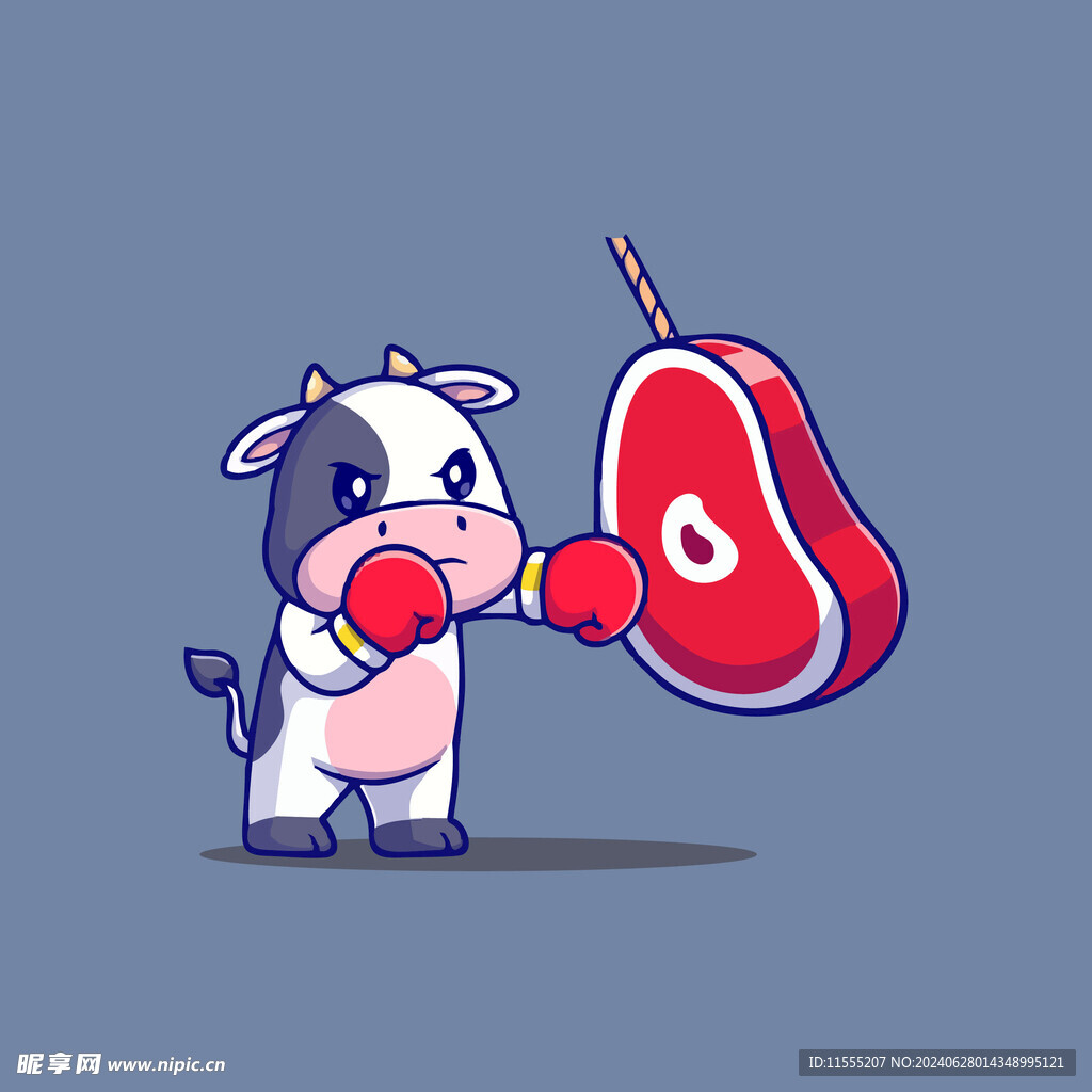 可爱小阿牛矢量卡通插画