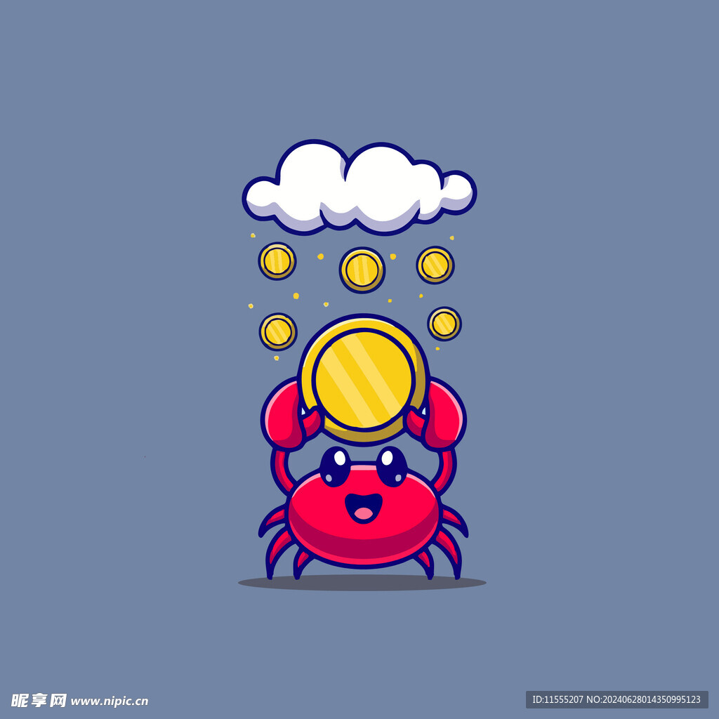 可爱螃蟹矢量卡通插画