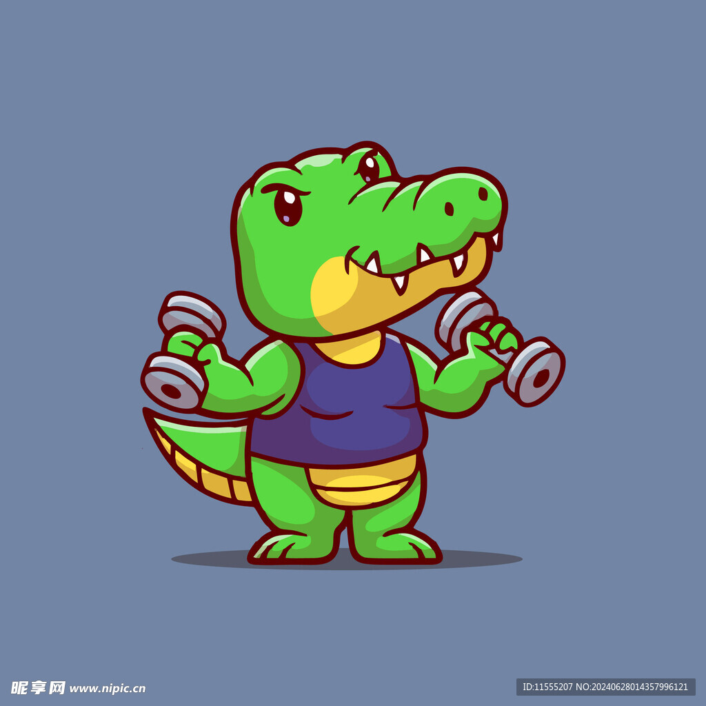 可爱鳄鱼矢量卡通插画