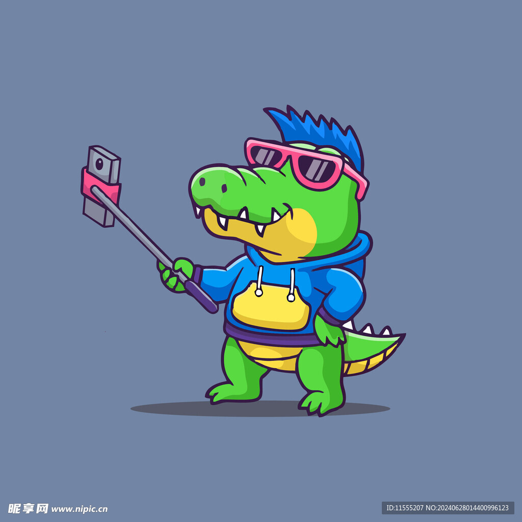 可爱鳄鱼矢量卡通插画