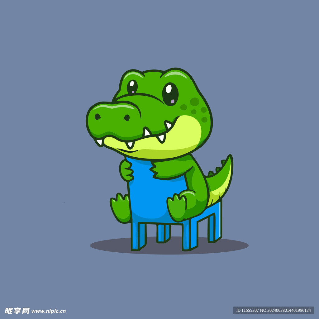 可爱鳄鱼矢量卡通插画