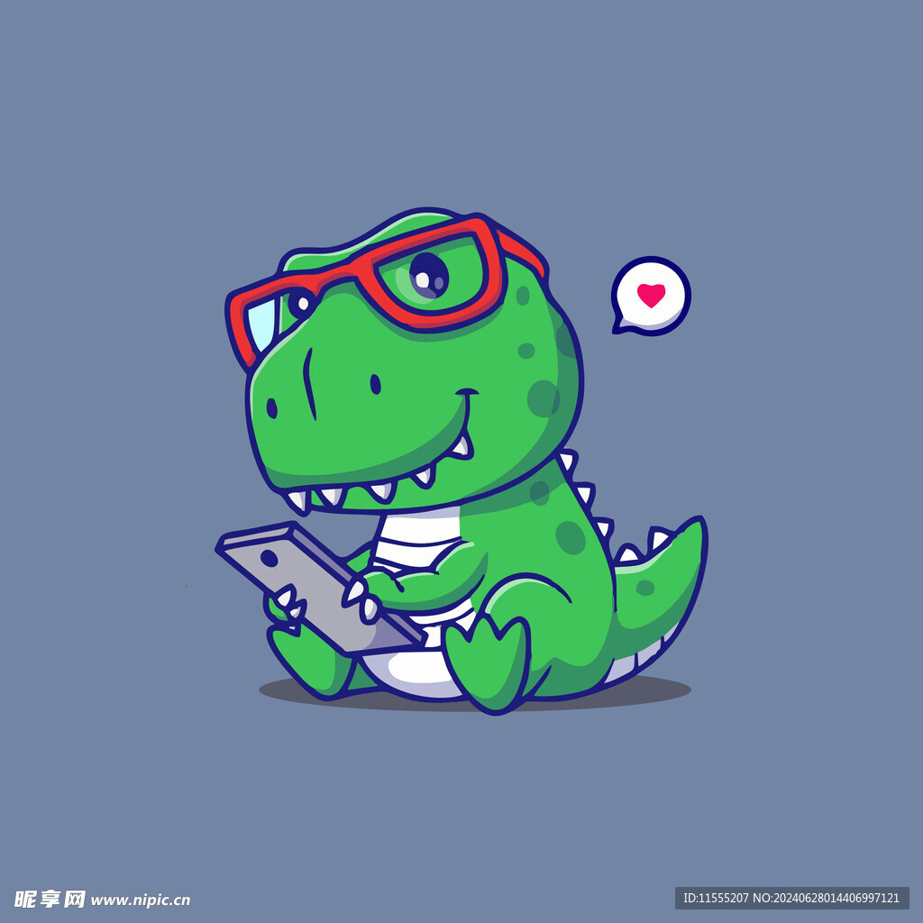 可爱霸王恐龙矢量卡通插画