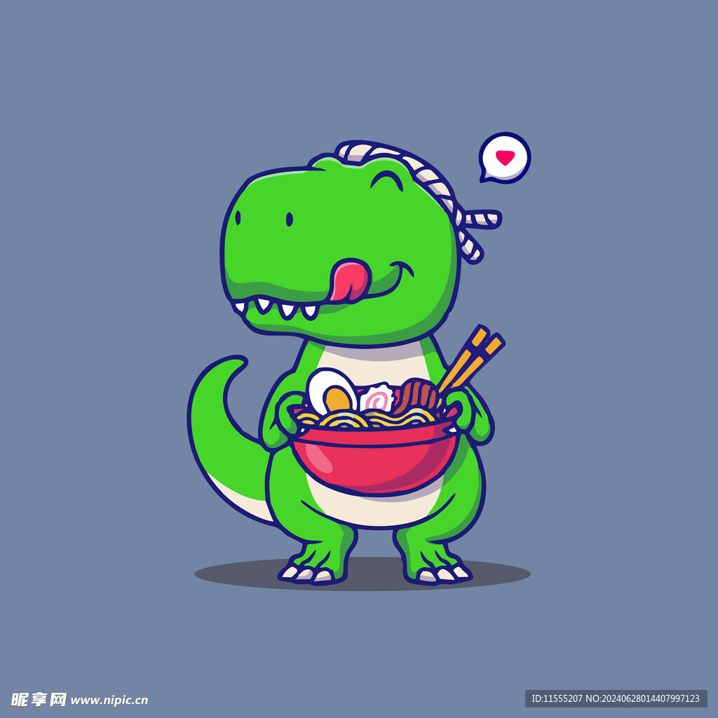 可爱霸王恐龙矢量卡通插画