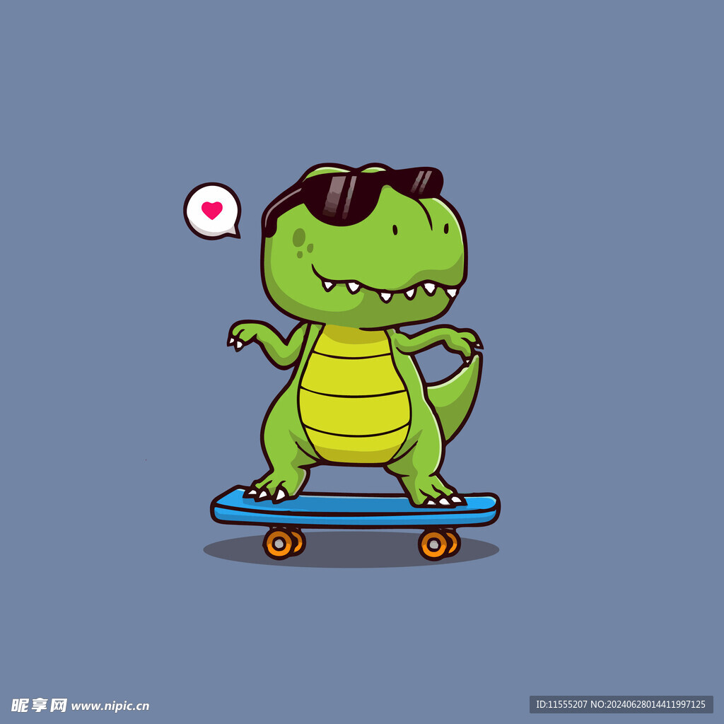 可爱霸王恐龙矢量卡通插画