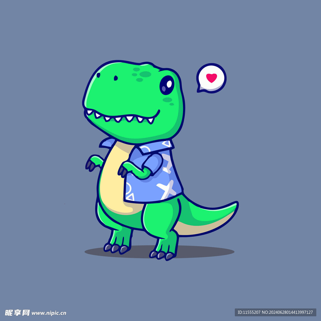 可爱霸王恐龙矢量卡通插画