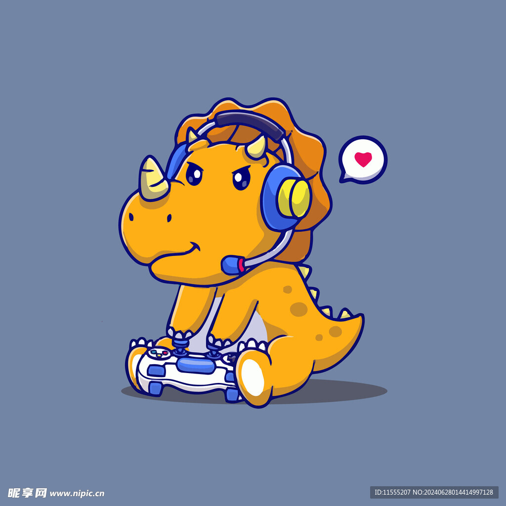 可爱霸王恐龙矢量卡通插画