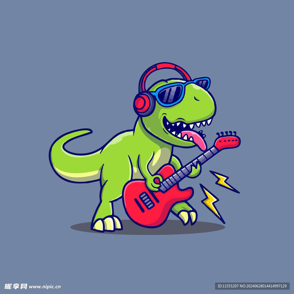 可爱霸王恐龙矢量卡通插画
