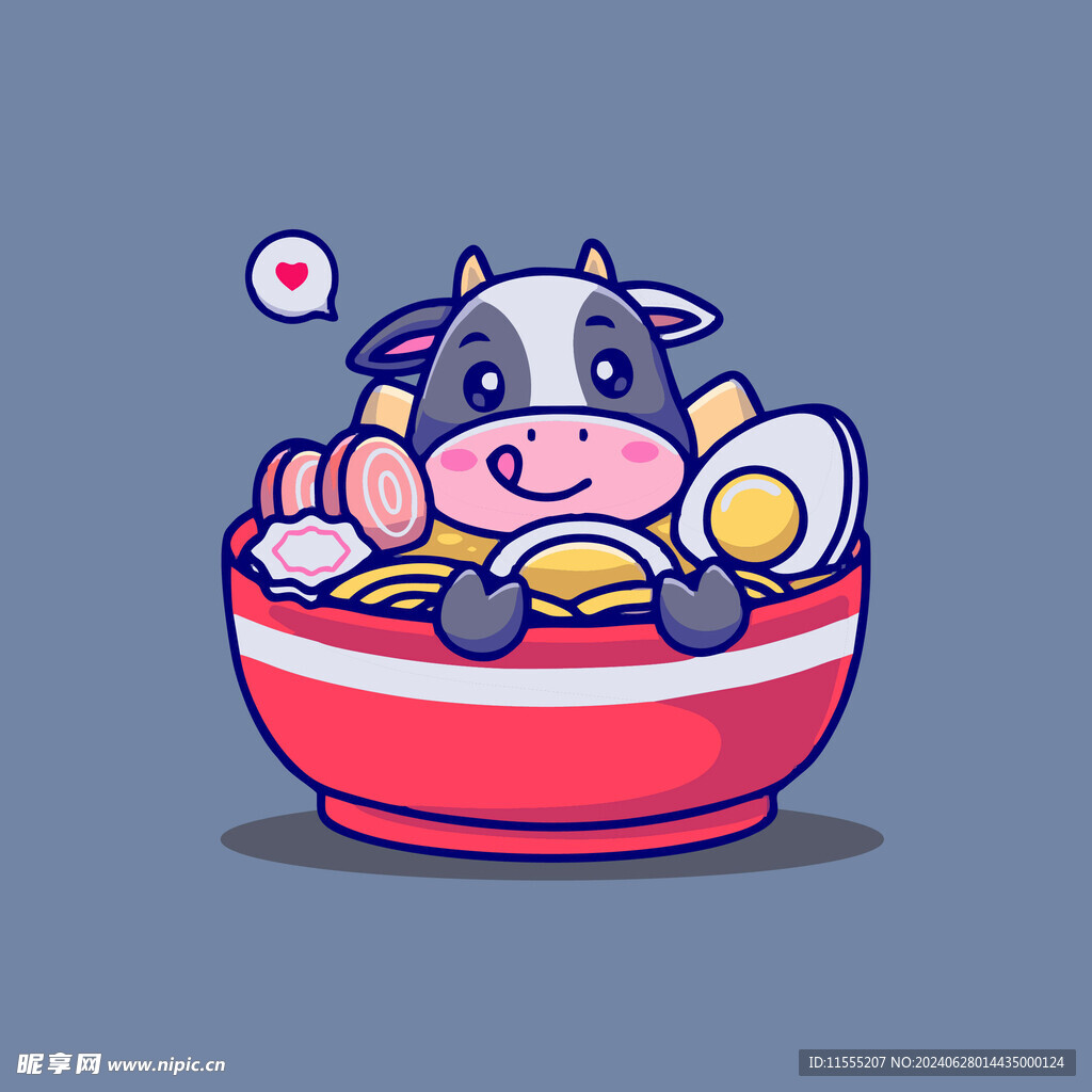 可爱奶牛花花牛矢量卡通插画