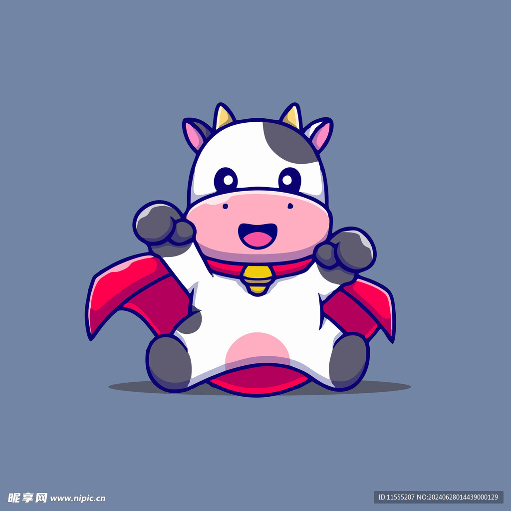 可爱奶牛花花牛矢量卡通插画