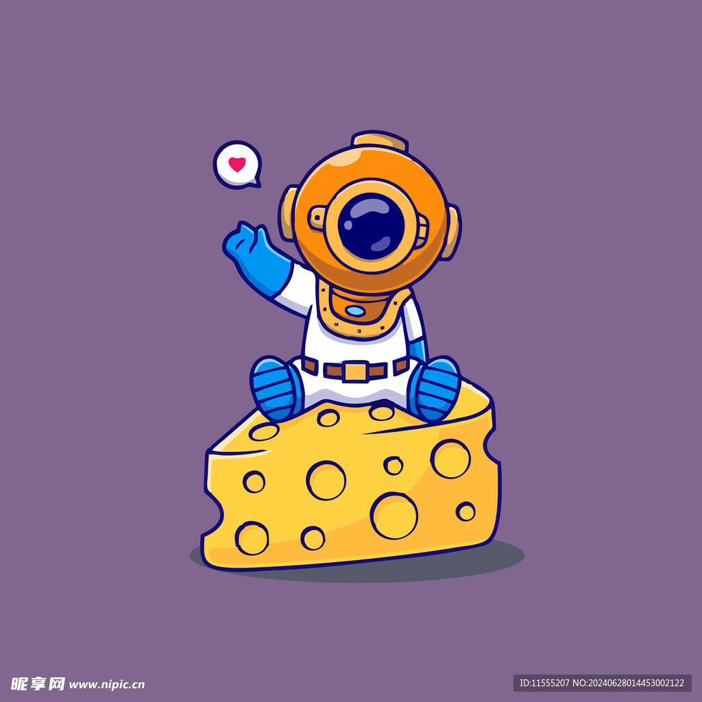 可爱潜水员矢量卡通插画