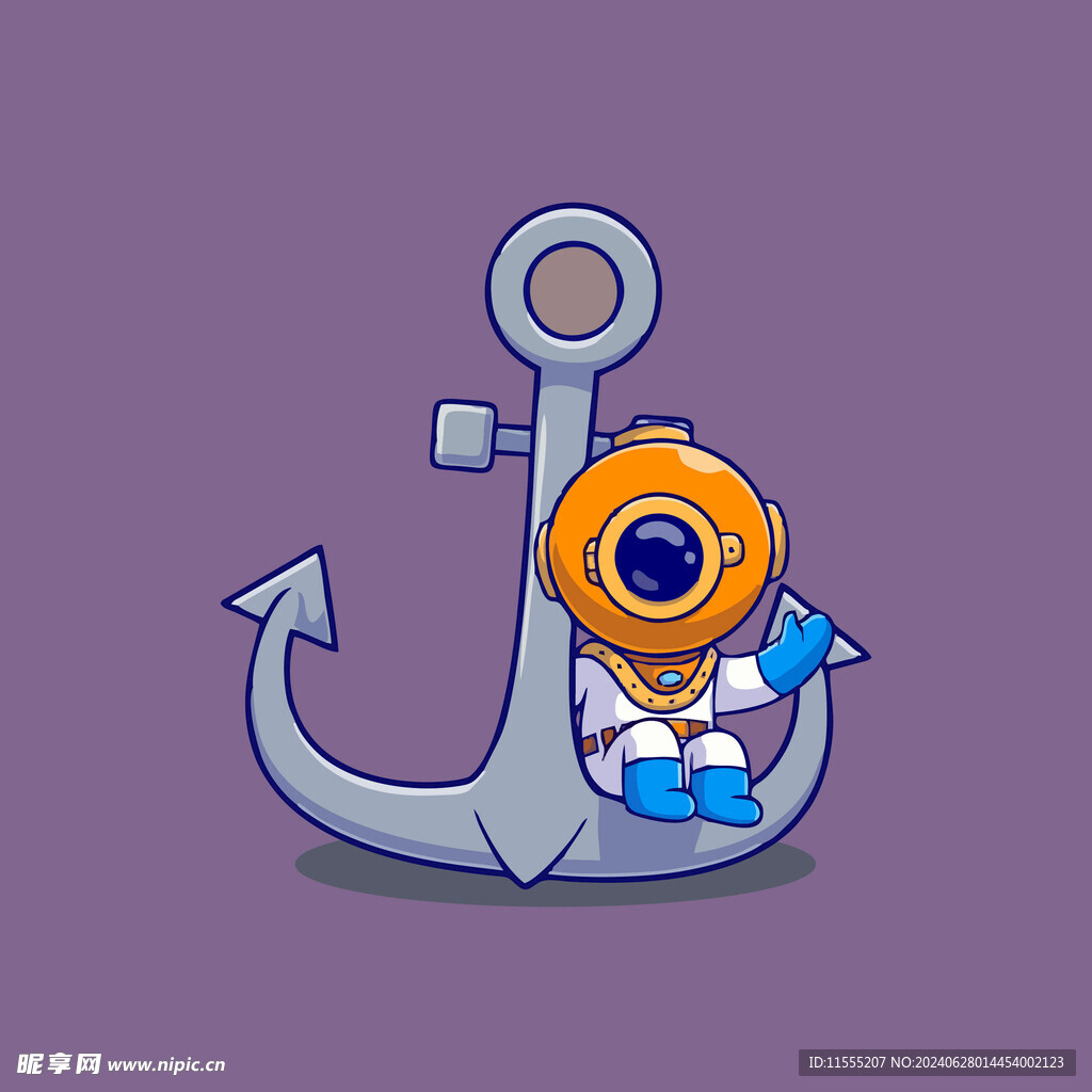 可爱潜水员矢量卡通插画