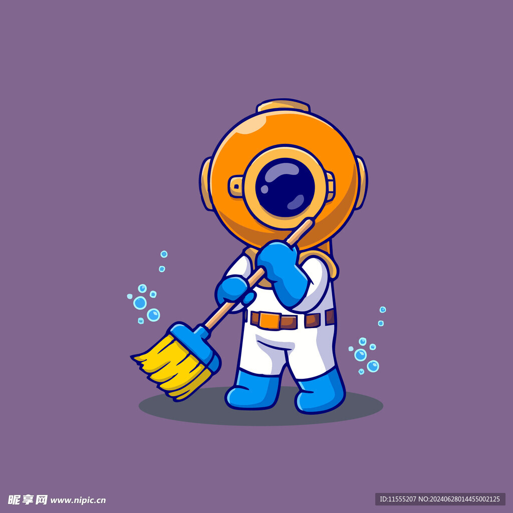 可爱潜水员矢量卡通插画