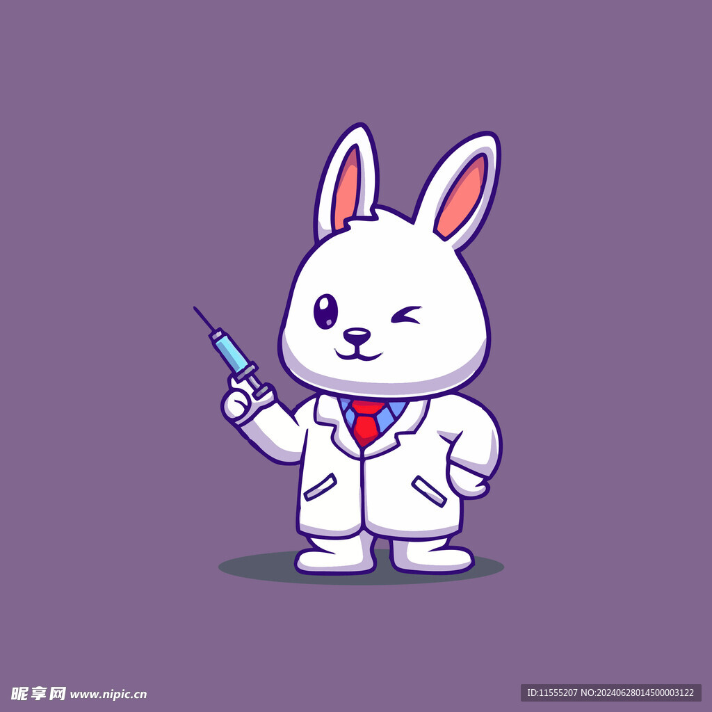 可爱上班族工作兔子矢量卡通插画