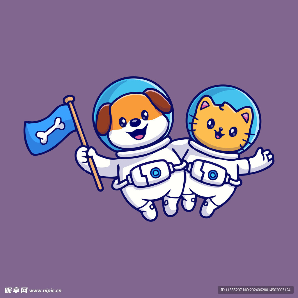 可爱宠物矢量卡通插画