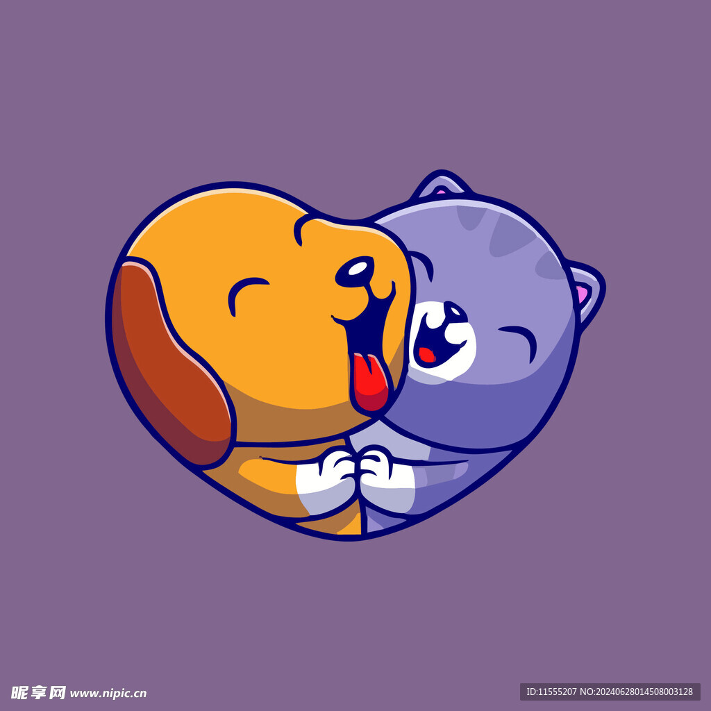 可爱宠物矢量卡通插画