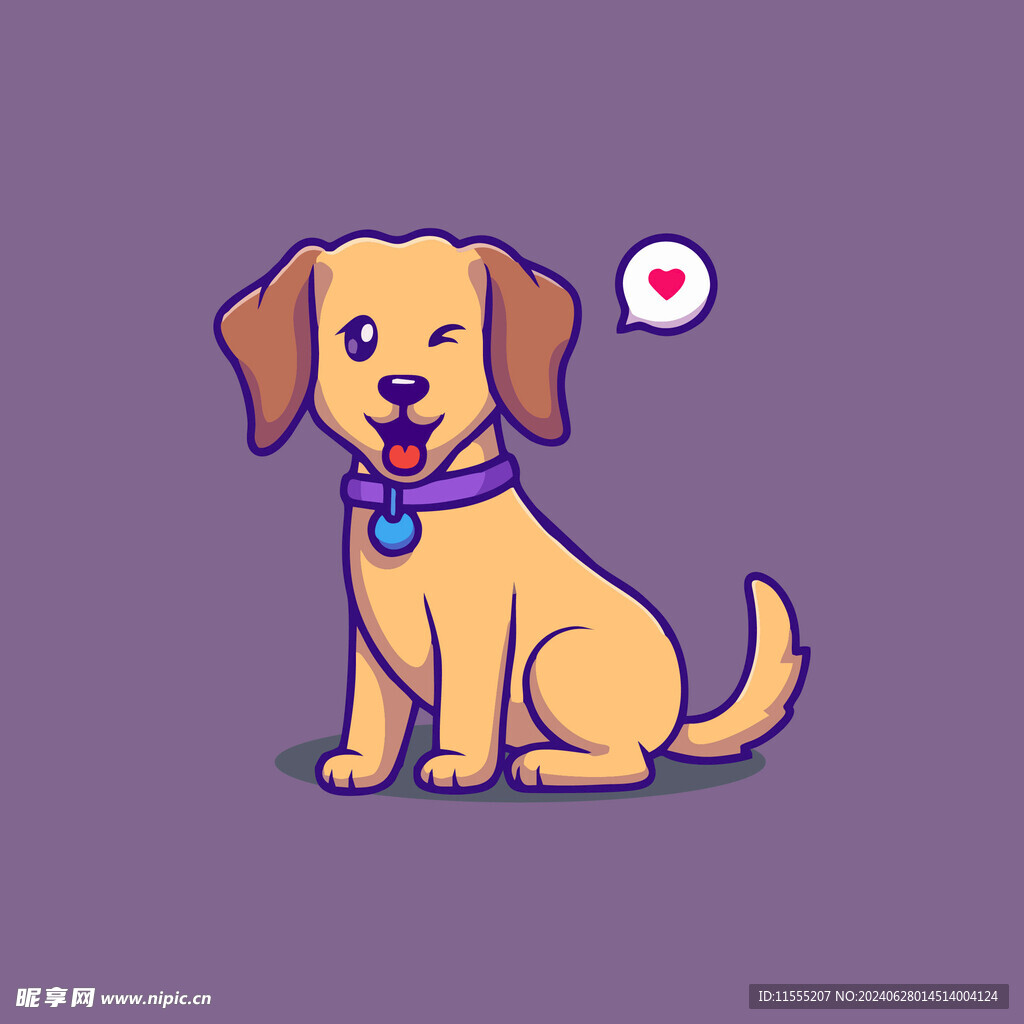 可爱小狗矢量卡通插画